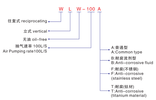 WLW無油立式真空泵-型號說明